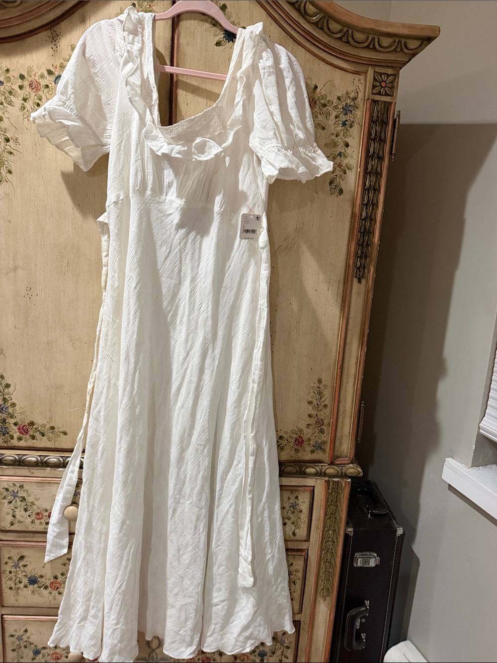 Free People Ivory Ruffle-Sleeve Maxi Dress